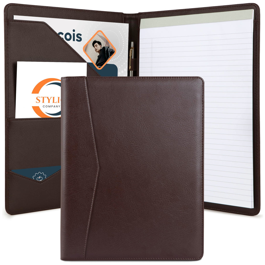 Buy now STYLIO Padfolio Portfolio Organizer Binder | Interview Resume Folder, Legal Document, Business Card Holder |w/Letter-Sized Notepad | Handsome Piano Noir Faux Leather Folio Matte Finish, Accent Stitch at indiglob india