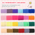 360 Pcs Baby Hair Ties, 24 Colors Cotton Toddler Hair Ties with Organizer Box, 1 Inch Seamless Baby Hair Bands for Toddler Girls, Soft Elastic Ponytail Holders with 5 Hair Loop Styling Tools