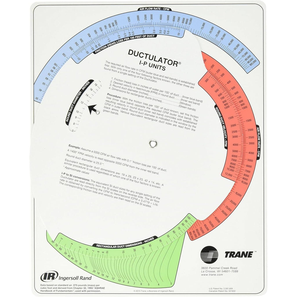 Buy now Trane TD1 Ductulator with Sleeve, Duct Sizing Calculator at indiglob india
