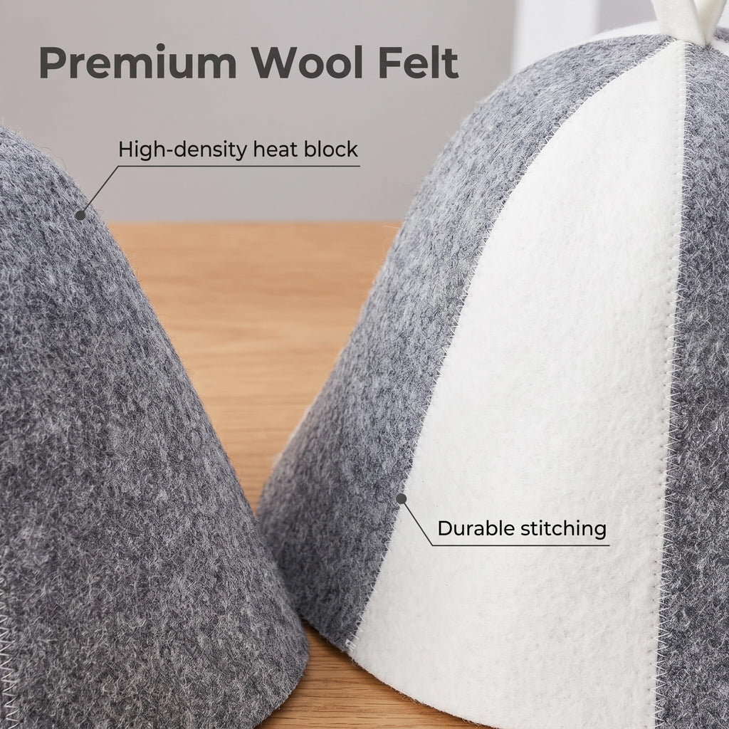 2 Pack Wool Sauna Hat Ukrainian Banya Cap for Men Women Bath House