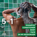 Buy now Irish Spring 5 in 1 Moisturizing Body Wash for Men, Shampoo, Conditioner, Body and Face Wash, and 24 Hour Deodorizer, Paraben-Free, Fresh Eucalyptus & Bergamot Scent, 20 fl oz at indiglob india