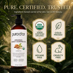 PURA D'OR ORGANIC Sweet Almond Oil, Pure Carrier Oil for Hair & Skin, 16 Oz | Moisturizes dry skin & softens strands; fast-absorbing, non-greasy feel for DIY beauty, massage & bath blends; USDA Certified