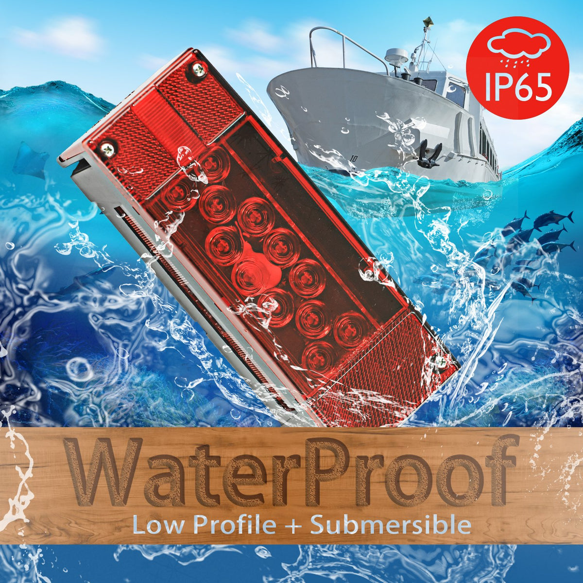 Wellmax LED Boat Trailer Lights, Submersible Marine Waterproof Tail Lights