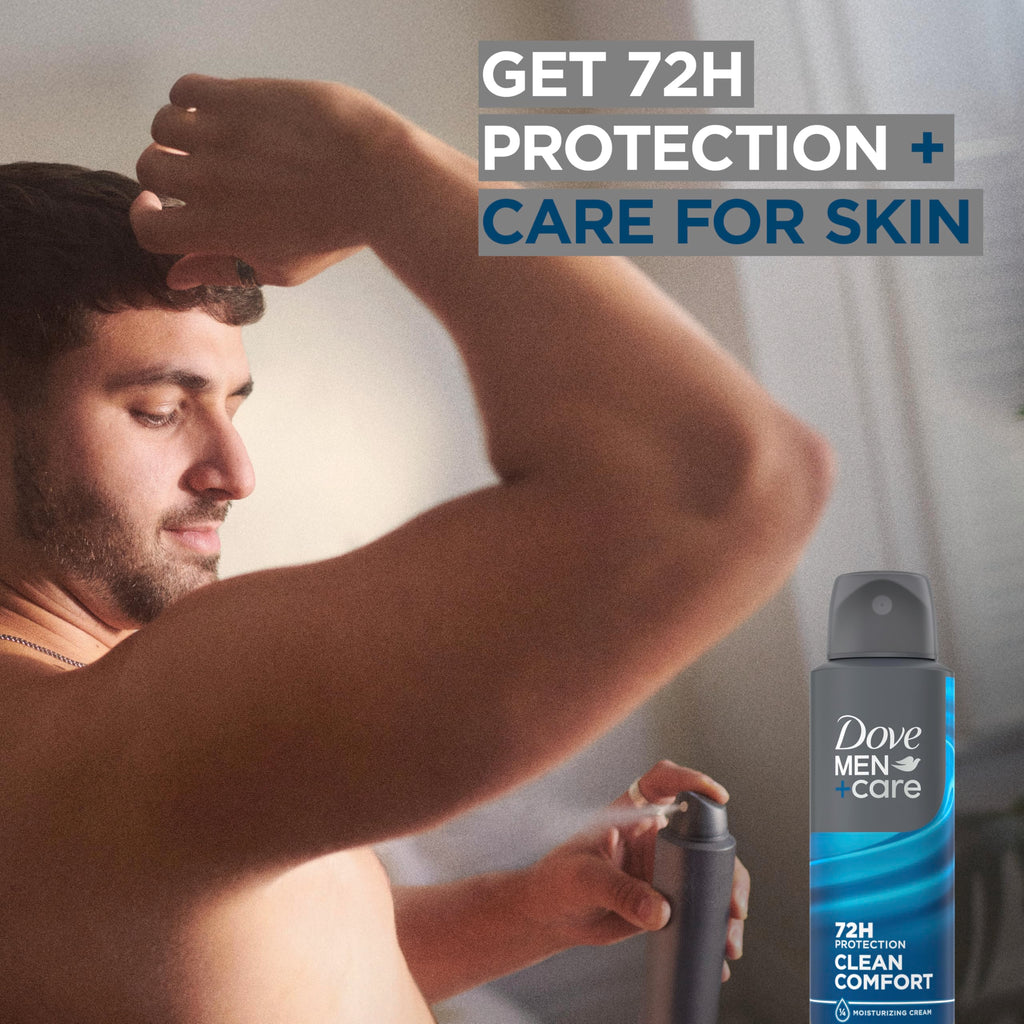 Dove Men+Care Antiperspirant Dry Spray Clean Comfort Sweat 3 Pack 3.8 oz | 72-hour Sweat and Odor Protection with Triple Defense Technology