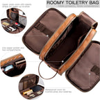 Buy now Elviros Toiletry Bag for Men, Large Travel Shaving Dopp Kit Water-resistant Bathroom Toiletries Organizer PU Leather Cosmetic Bags at indiglob india