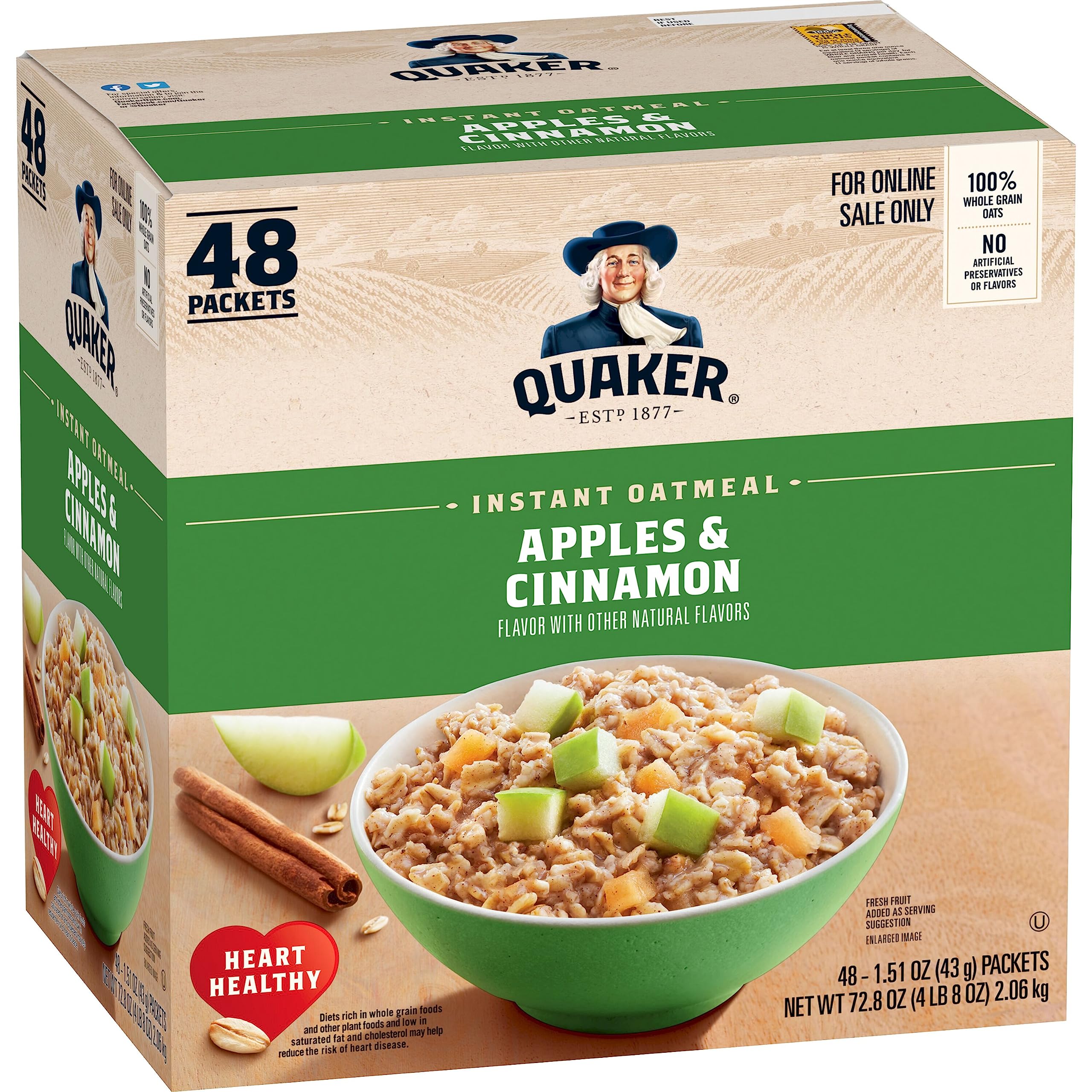 Buy now Quaker Instant Oatmeal Fruit & Cream Variety Pack, Single Serve Packets, (44 Pack) at indiglob india