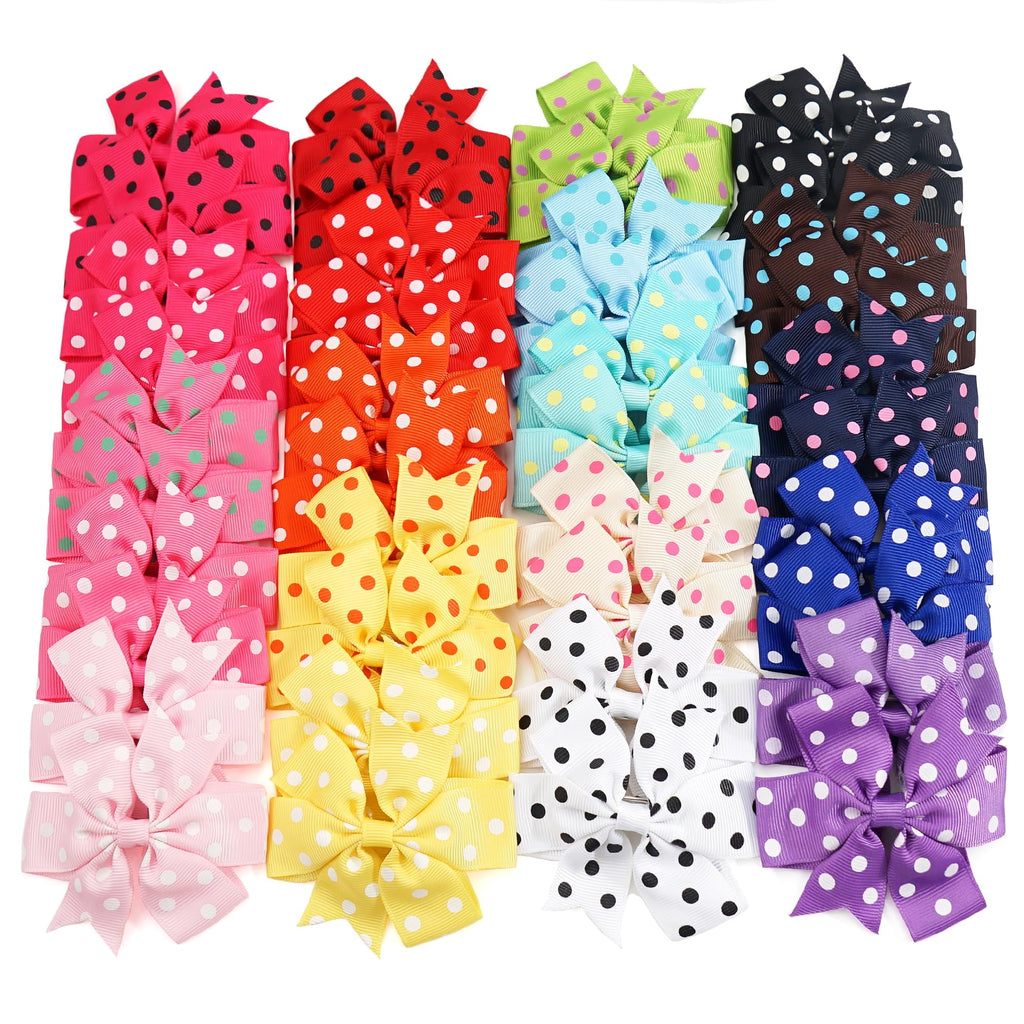 40Pcs 3" Hair Bows for Girls Toddler Pinwheel Polka Dot Bow Alligator Clips | 20 Colors in Pairs Girls Bows | Durable Metal Clips | Back to School Bows |Toddler Hair Accessories