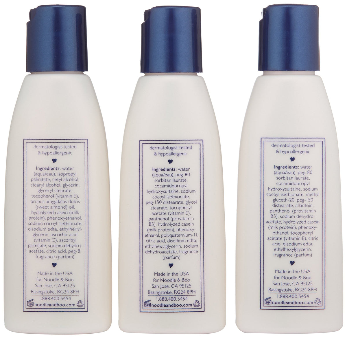 Noodle & Boo Essential Care 3 Piece Kit Super Soft Baby Lotion, Extra Gentle Shampoo and Soothing Body Wash, 2 Oz of each