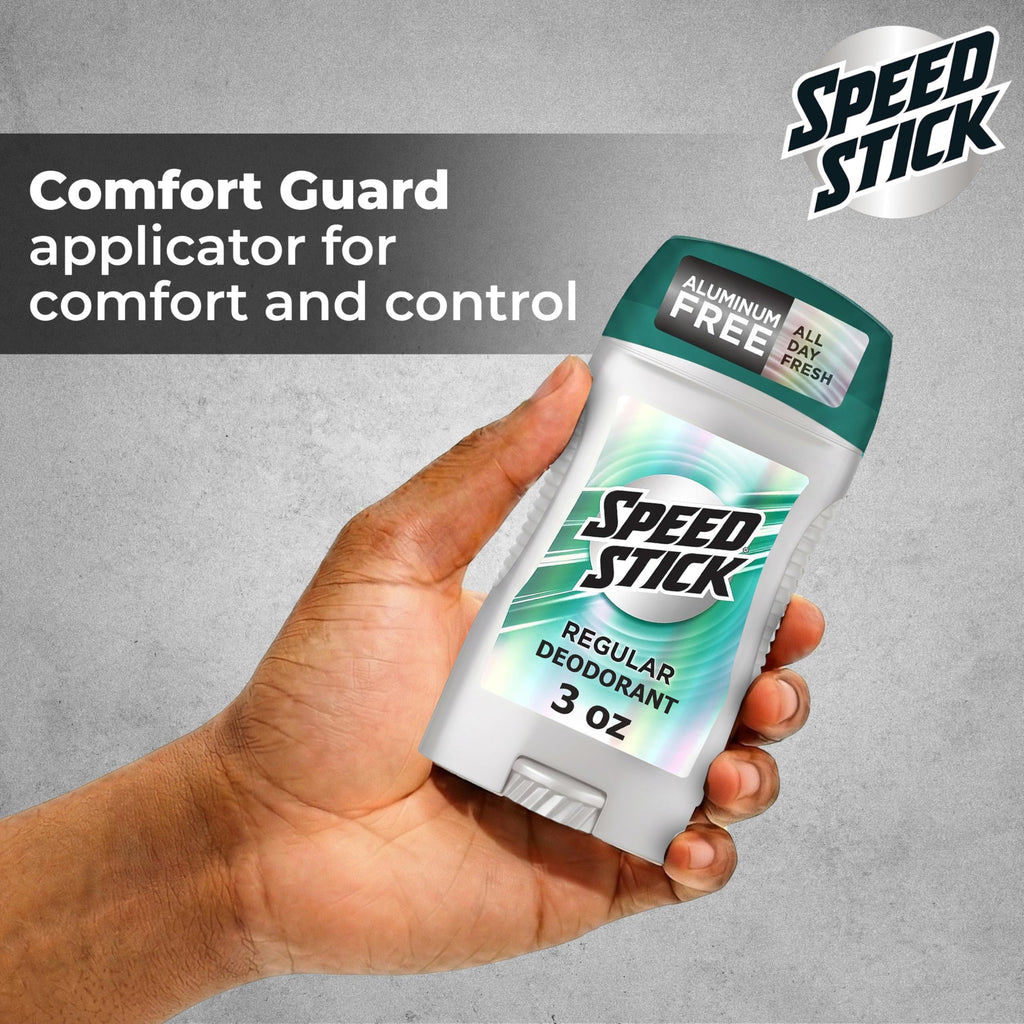 Speed Stick Aluminum Free Men's Deodorant, Regular, 3 oz (4 Pack) | 24-HR Sweat and Odor Protection, Underarm Antiperspirant for Men, Male Grooming, Everyday Use, Active Lifestyles