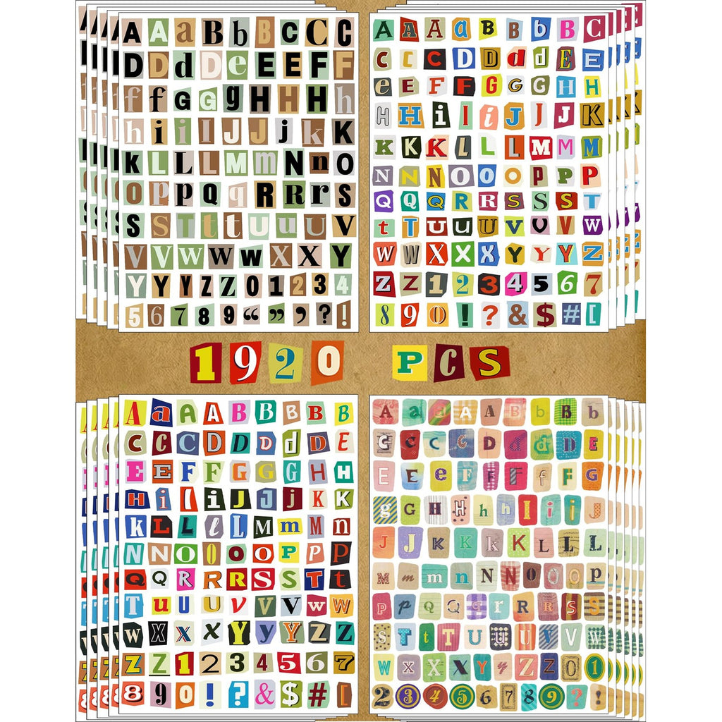 1920pcs Scrapbook Letter Stickers Ransom Alphabet Junk Journal Supplies