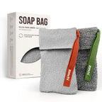 ZOMCHI Soap Saver Bags for Bar Soap, 2 Pack, Deep Texture Grey | Nylon Mesh Helps Create Rich Lather, Hanging Loop, Quick Drying Design, Roomy Pouch For Bath And Shower Routines