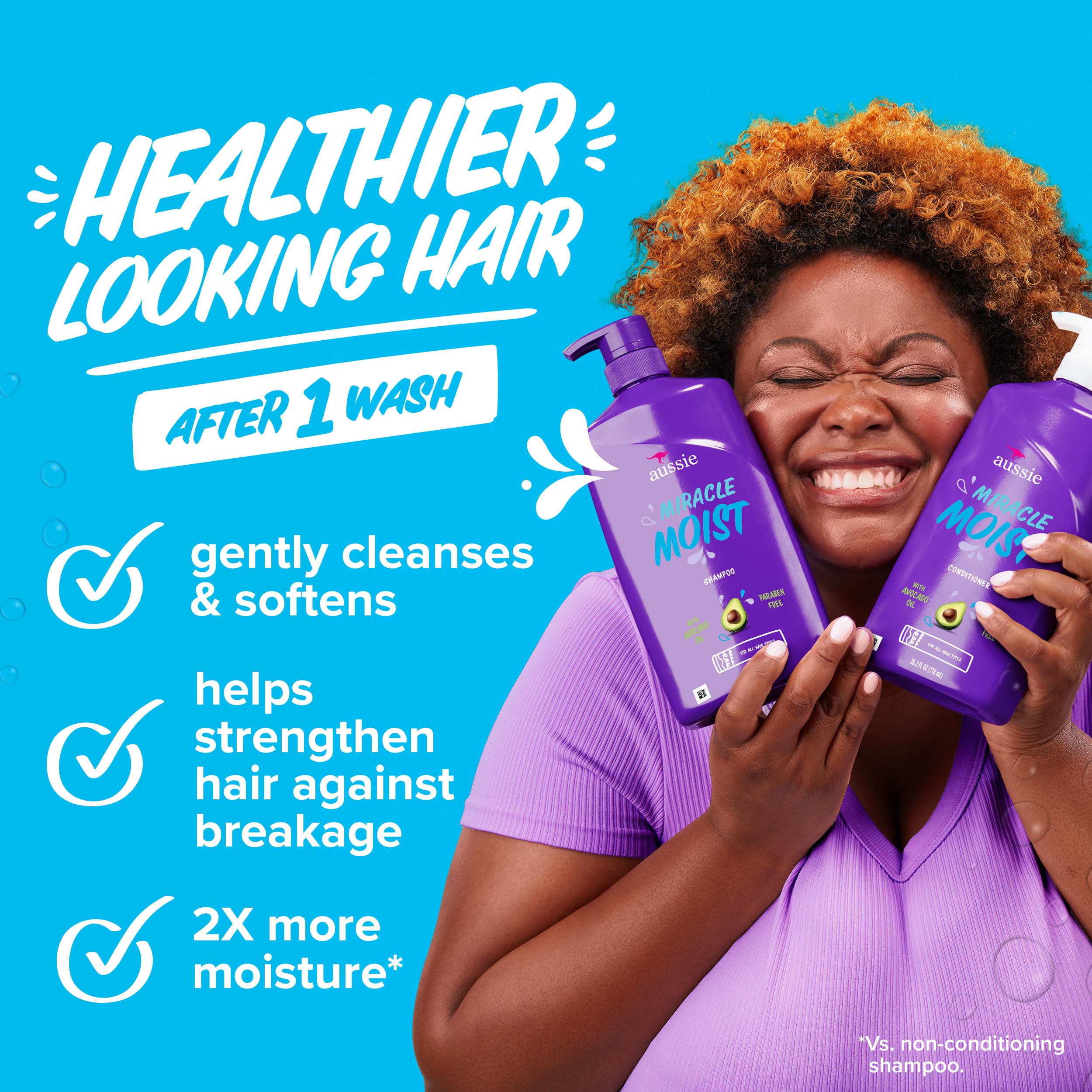 Aussie Miracle Moist Shampoo and Conditioner with 3 Minute Miracle Deep Conditioner, Avocado & Jojoba Oil, Paraben-Free, Moisturizes & Detangles, All Hair Types, Citrus Floral Scent, 3 Pack 68.4 Fl Oz
