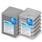 Solara Lux Scrub Cloths,Dual Action Scrubber Pads with Soft Cotton Cloth Backing, Multi-Purpose Kitchen Cleaning Rags for Stove, Bathroom, Stainless Steel, Non-Scratch & Absorbent (6+6 Combo)