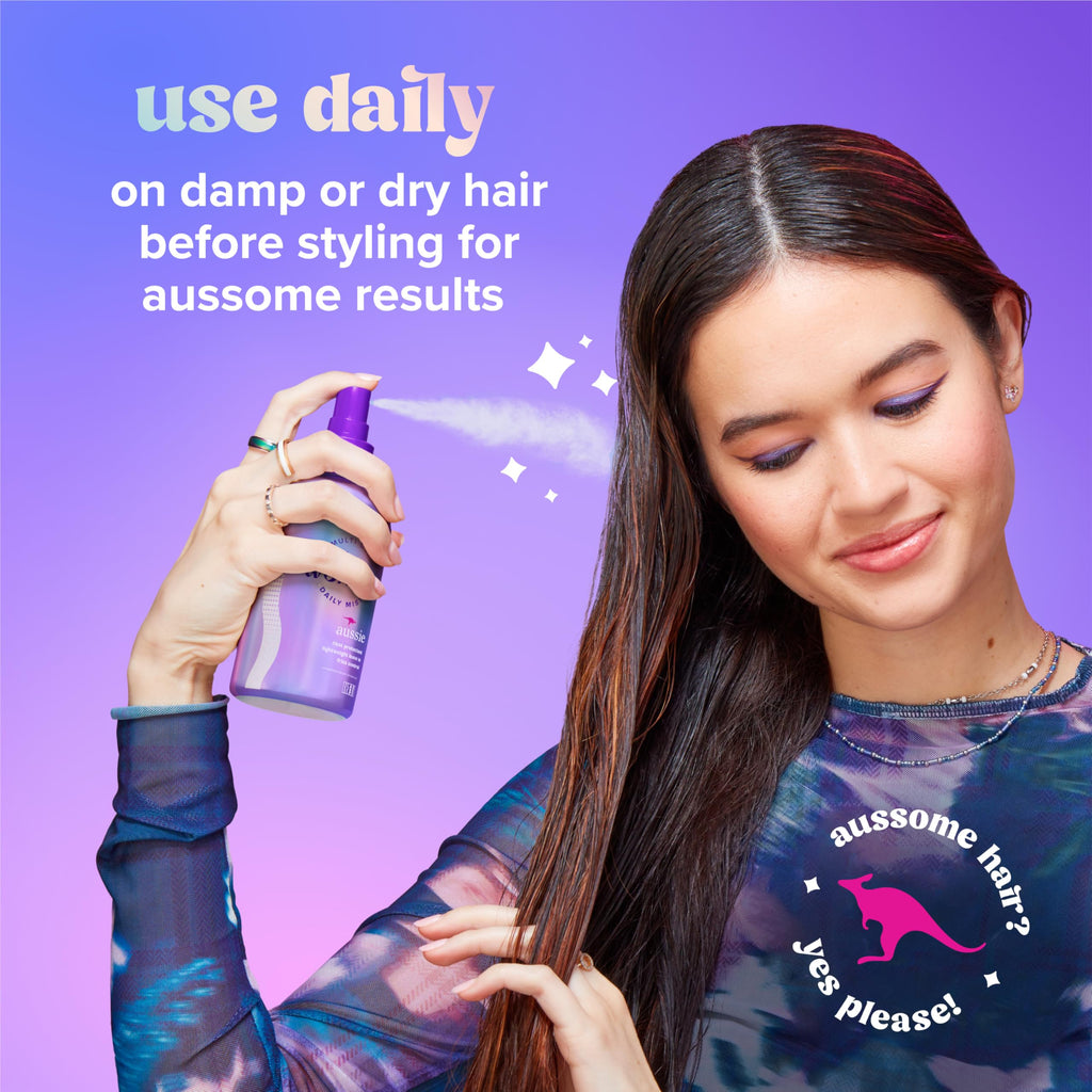 Aussie Ultra Wonder Daily Mist Lightweight Multi-Use Detangler, silicone-free, for All Hair Types and Curls, 7.6oz