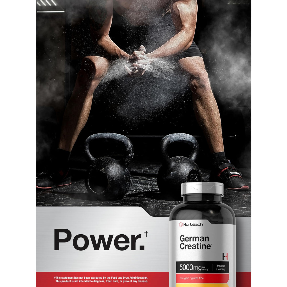 Horbaach German Creatine Monohydrate | 5000mg | 250 Powder Capsules