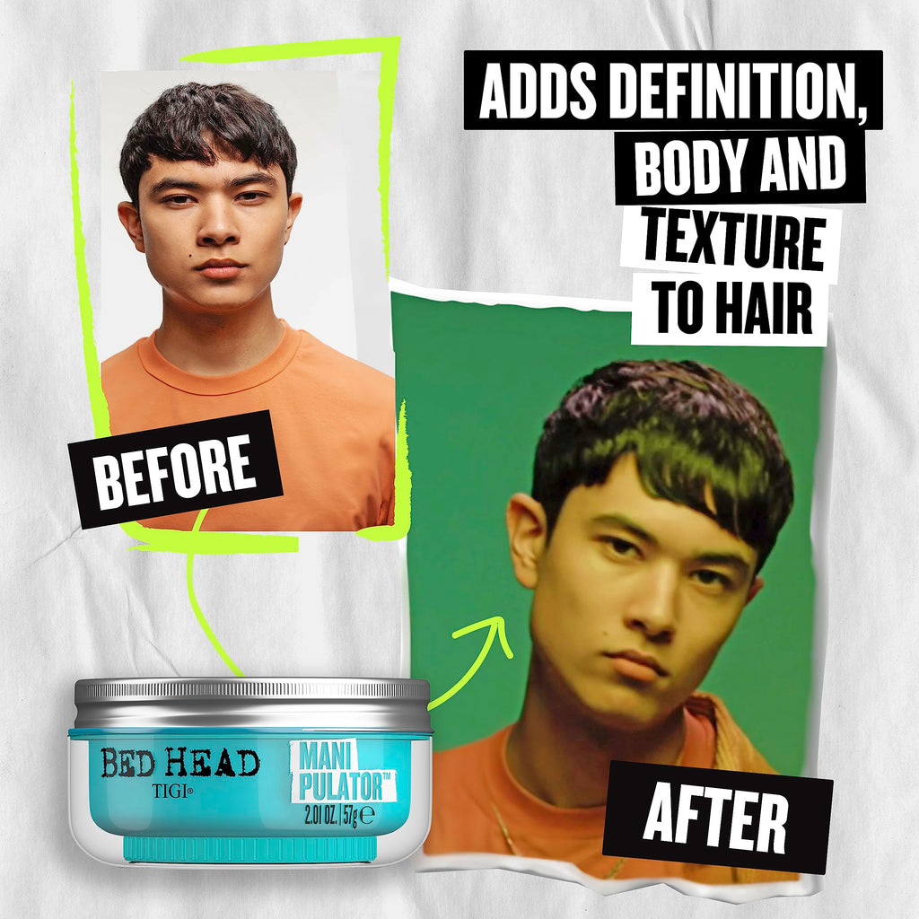 TIGI Bed Head Manipulator Texturizing Putty, Firm Hold Styling Putty for Short to Medium Hair, 2.01 oz
