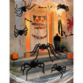 HOPOCO Halloween Plush Spider Set, 6 Pack Scary Fake Spiders in Different Sizes for Indoor Outdoor Halloween Decorations, Haunted House, Yard, Home, Party Decor