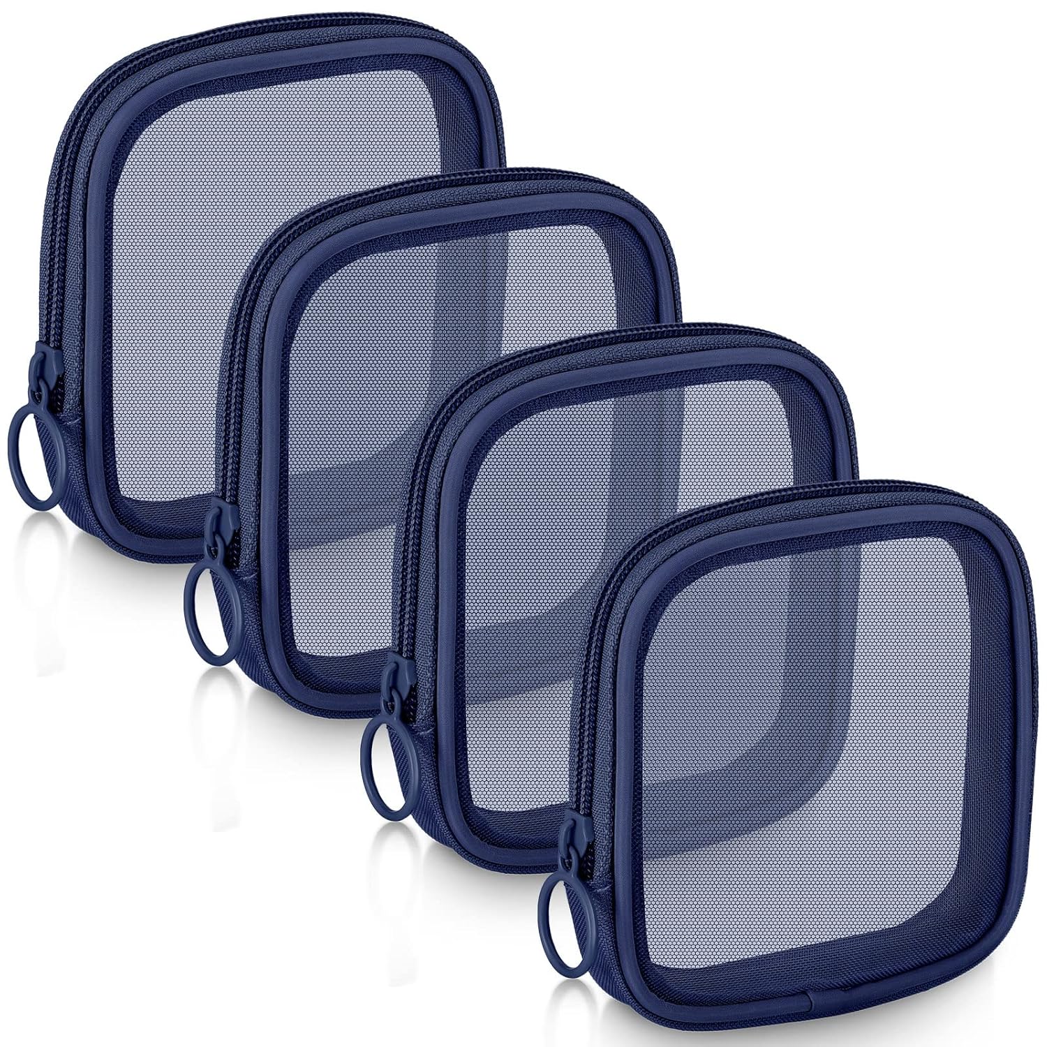 Buy now Weewooday 4 Pcs Mesh Makeup Bag Mesh Cosmetic Bag Travel Toiletry Pouch with Zipper Mini Makeup Cosmetic Purse for Daily Accessory(Small,Black) Small Navy Blue at indiglob india