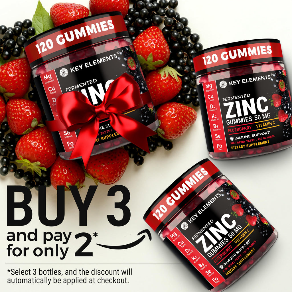 KEY ELEMENTS Immune Support Zinc Gummies 50mg with Elderberry Vitamin C