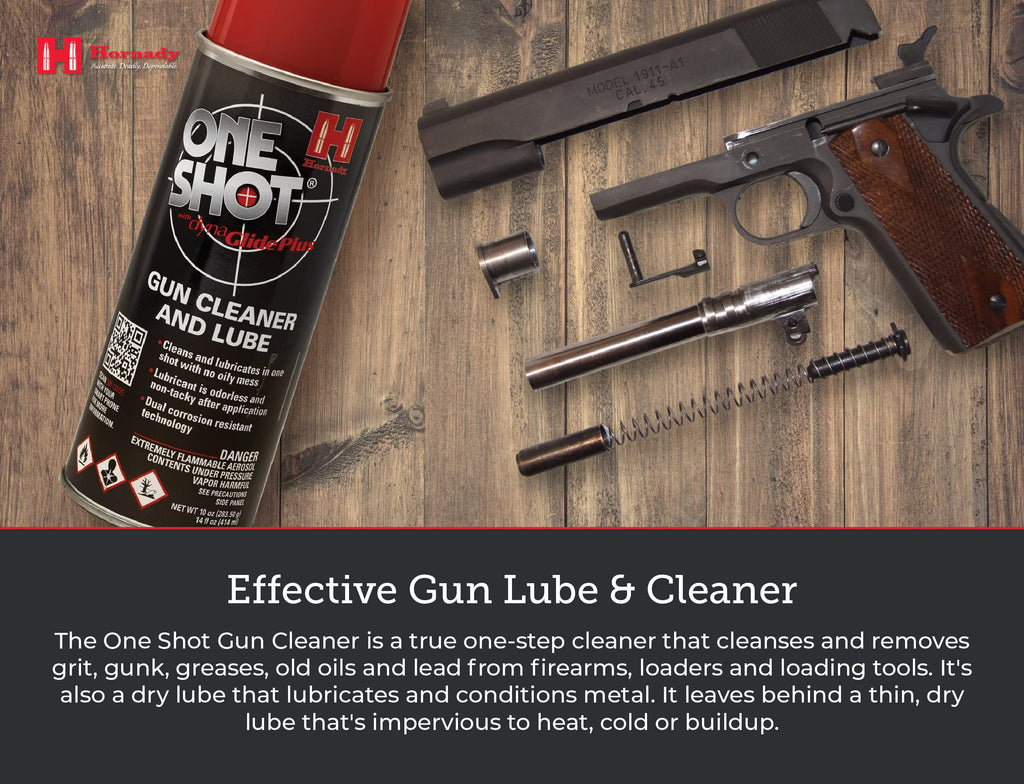 Hornady One Shot Gun Cleaner and Case Lube, 10 oz – Aerosol Dry Lube, With DynaGlide Plus – Clean, Non-Sticky and Easy to Use – Contains No Petroleum, Won't Contaminate Powder or Primers