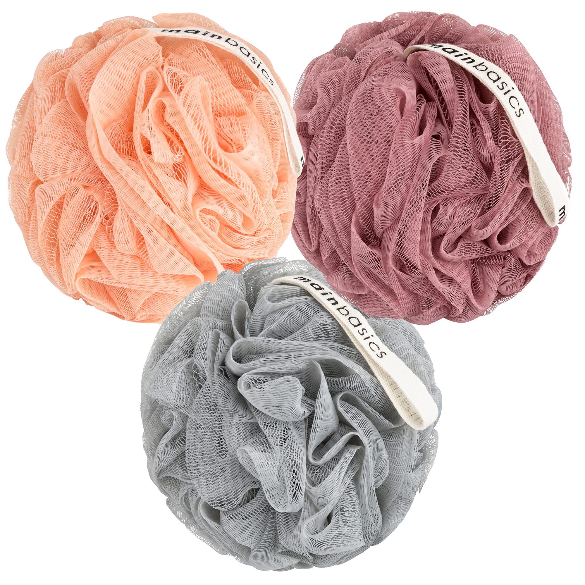 Buy now MainBasics Seaweed Infused Bath Shower Loofah Sponge Pouf Body Wash Scrubber (Set of 3) at indiglob india
