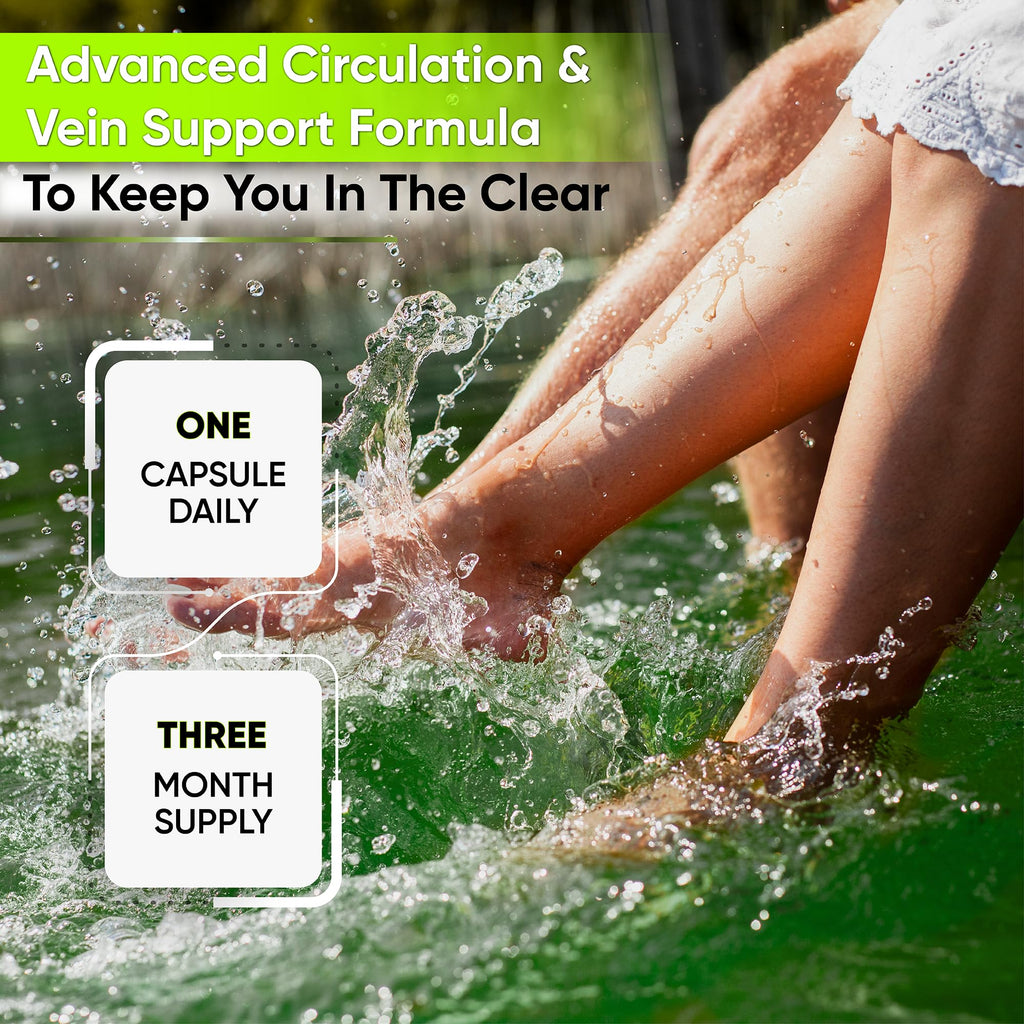 Best Blood Circulation Supplements and Vein Support-Blood Flow, Leg Circulation, Heart Health, and Varicose Veins.With Butcher's Broom, and Diosmin.Helps reduce swelling & Discomfort In Legs.90 Caps.