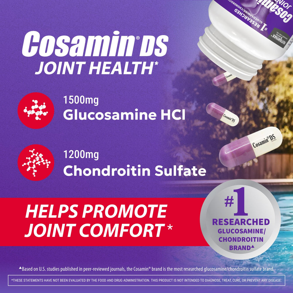 Nutramax Cosamin DS Joint Supplement, Glucosamine Chondroitin, 180 Capsules | Trademarked Glucosamine and Chondroitin for Joint Support, Clinically Proven in Published Studies, Third Party Tested