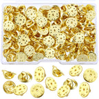 Mudder 50 Pieces Brass Pin Backs Replacement Gold Butterfly Clutch Badge