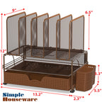 Buy now Simple Houseware Mesh Desk Organizer with Sliding Drawer, Double Tray and 5 Upright Sections, Copper at indiglob india