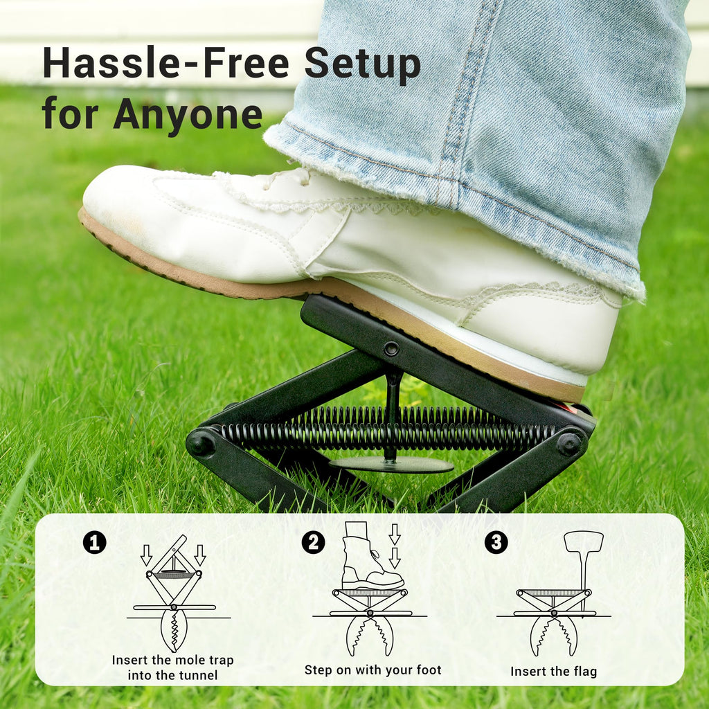 Mole Traps that Kill Best, 2 Pack Scissor Mole Trap, Sleek Black Stainless Steel Finish