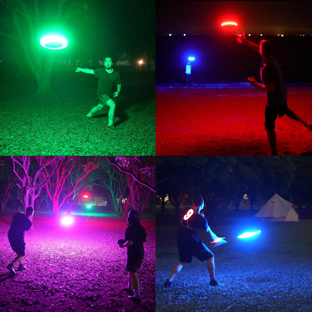 TOSY Flying Disc - 16 Million Colors RGB LEDs, Extremely Bright, Smart Modes, Camping Essentials for Teens/Kids/Adults/Men/Boys/Girls, Auto Light Up, Rechargeable, Waterproof, 175g