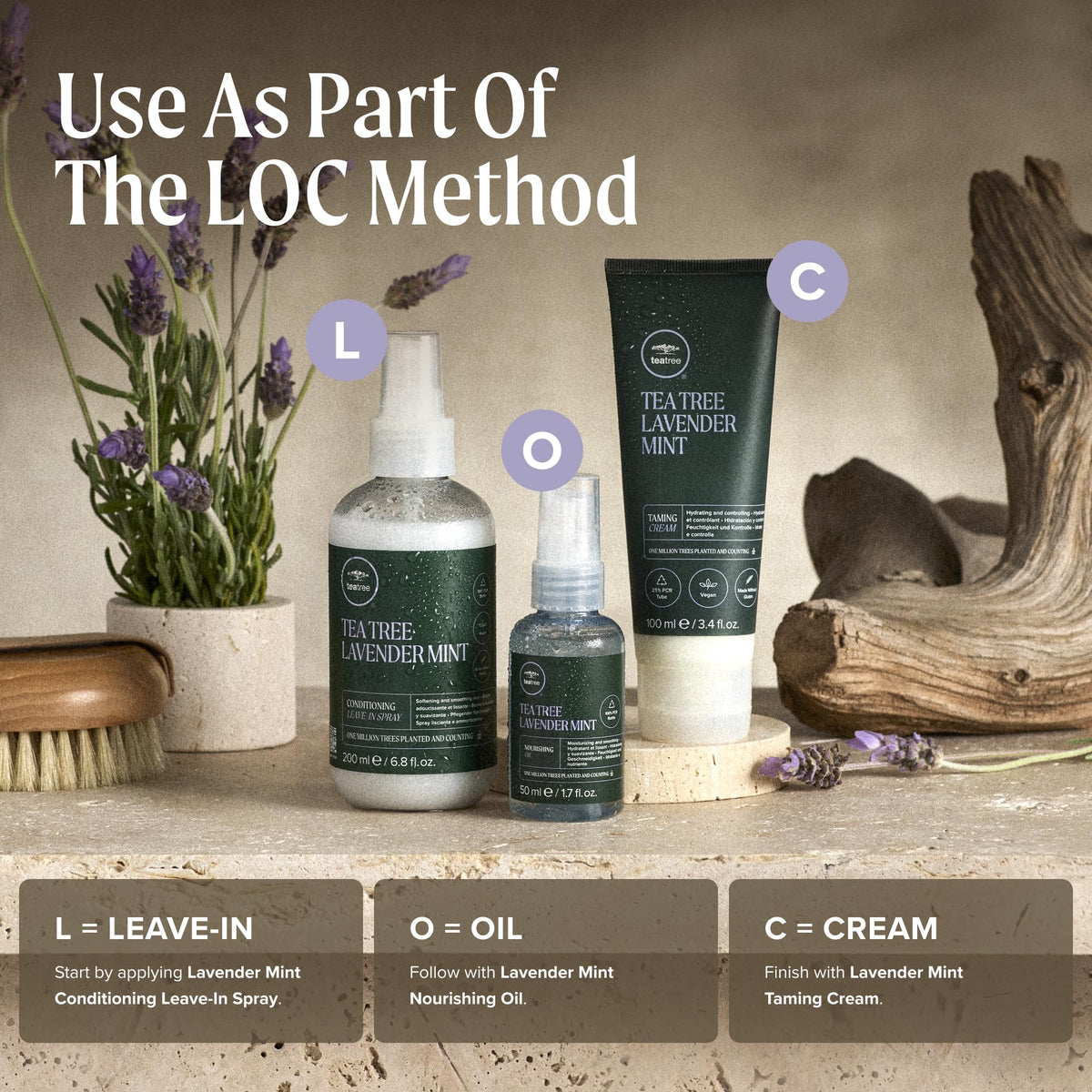 Tea Tree Lavender Mint Taming Cream, Rich Hair Styling Cream, For Coarse, Curly + Dry Hair, 3.4 fl. oz.