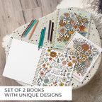 Beautiful Coloring Book Set of 2 for Adult Relaxation with Floral Designs