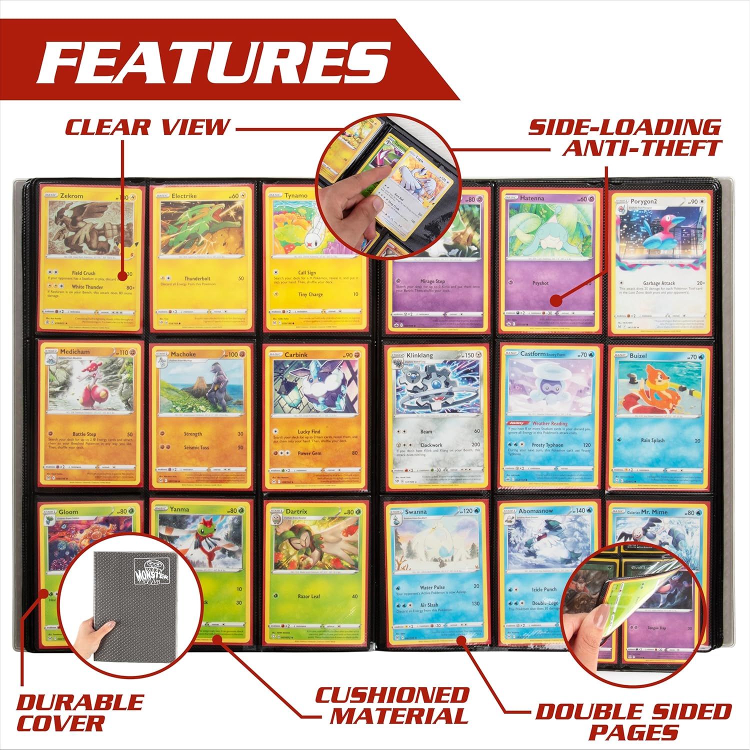 Buy now 9 Pocket Trading Card Binder- Holofoil Pink Album w Side Loading Pockets, AntiTheft Anti-Drop- TCG Collector Storage Organizer for 360 Cards-Compatible with Pokémon, Yu-Gi-Oh!, MTG Magic The Gathering at indiglob india