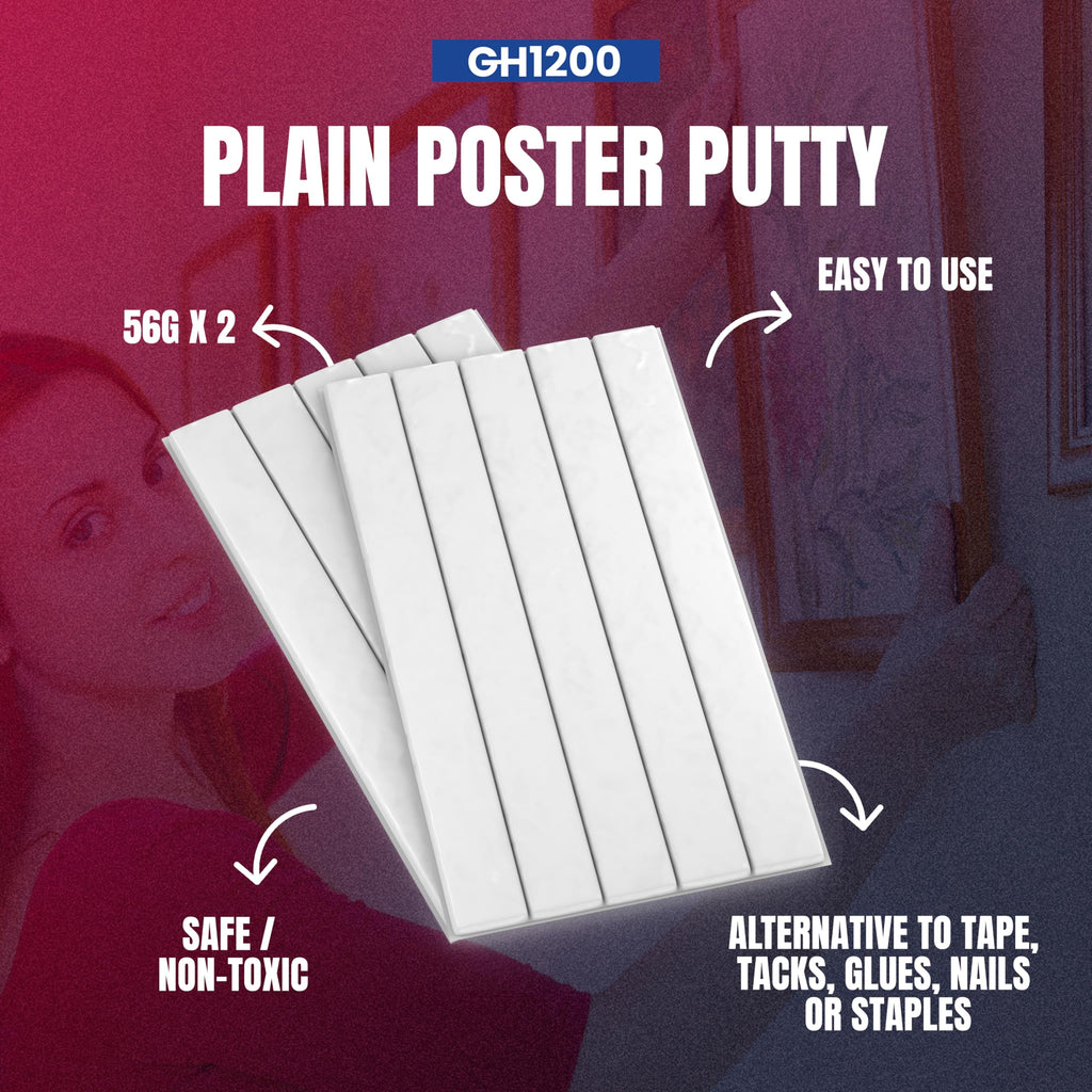 GH1200 Sticky Tack Putty - Poster Putty for Walls no Damage with Strong Adhesive to Hang Pictures, Posters & Decorations Reusable & Removable Mounting Putty (56g x 2 PCs)