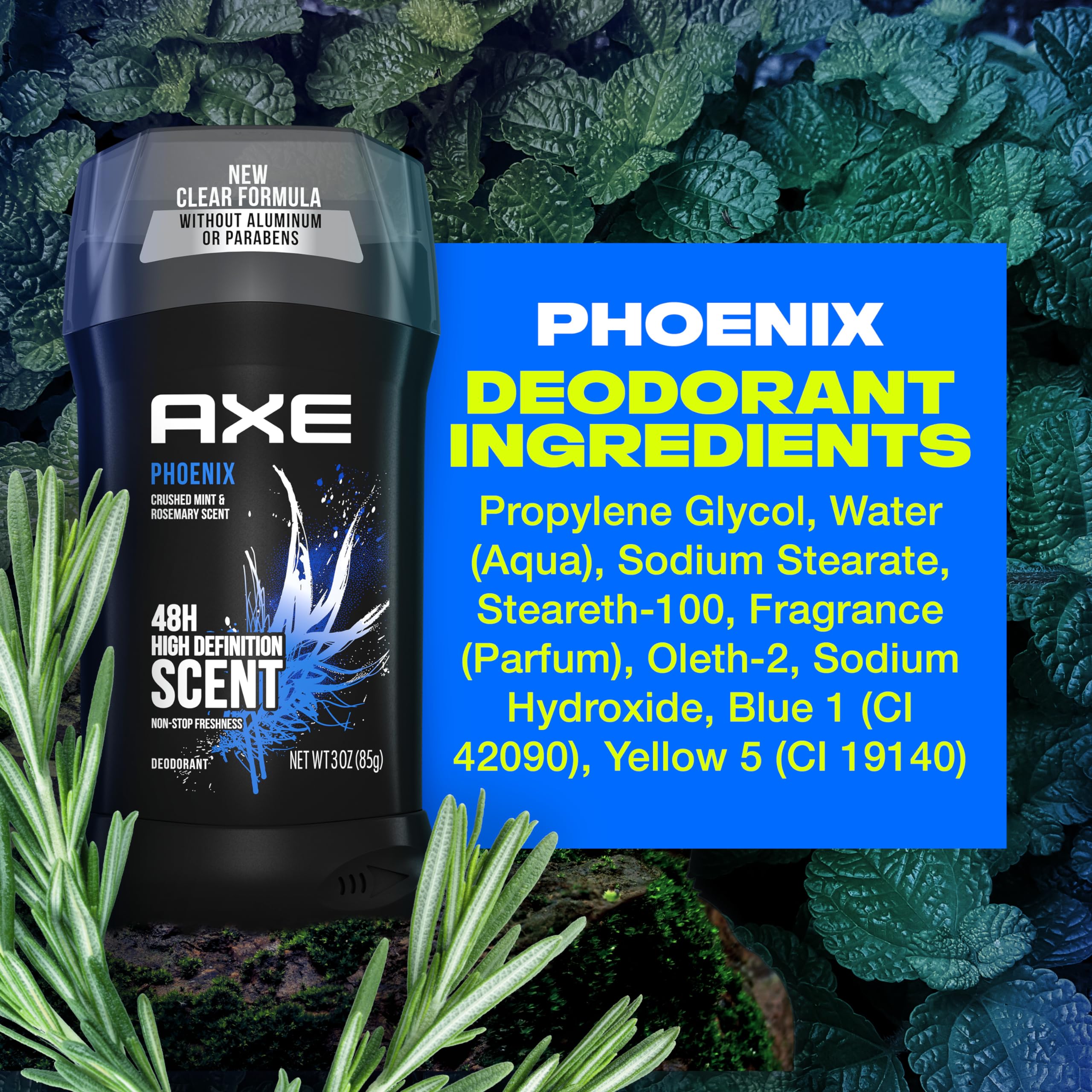 AXE Deodorant Stick for Men Phoenix 3 oz Twin Pack | For Long Lasting Odor Protection. Crushed Mint & Rosemary, Aluminum Free