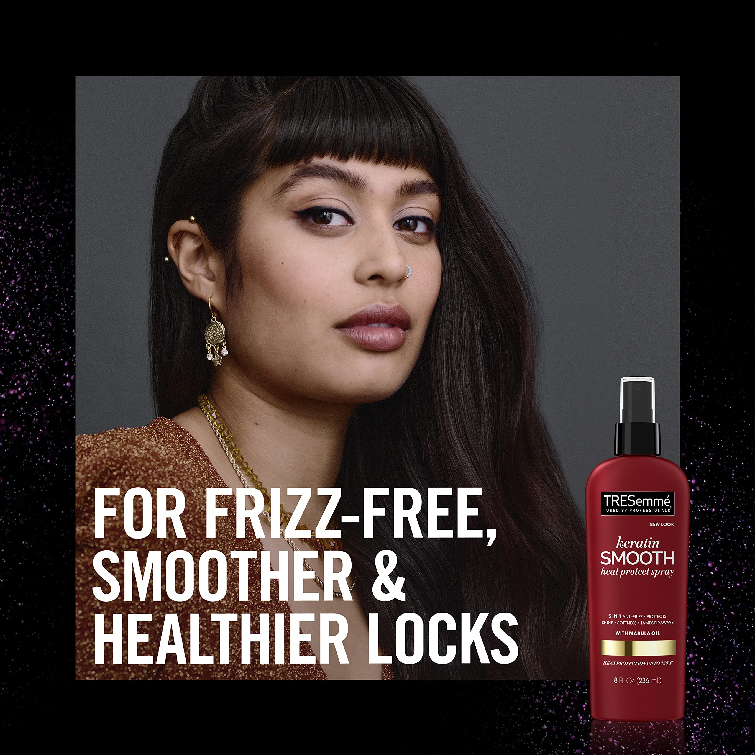 TRESemmé Expert Selection Heat Protection Spray, Keratin Smooth 8 oz | For heat styling, Helps protect against heat damage, With keratin + marula oil, For blow drying, Smooth frizz