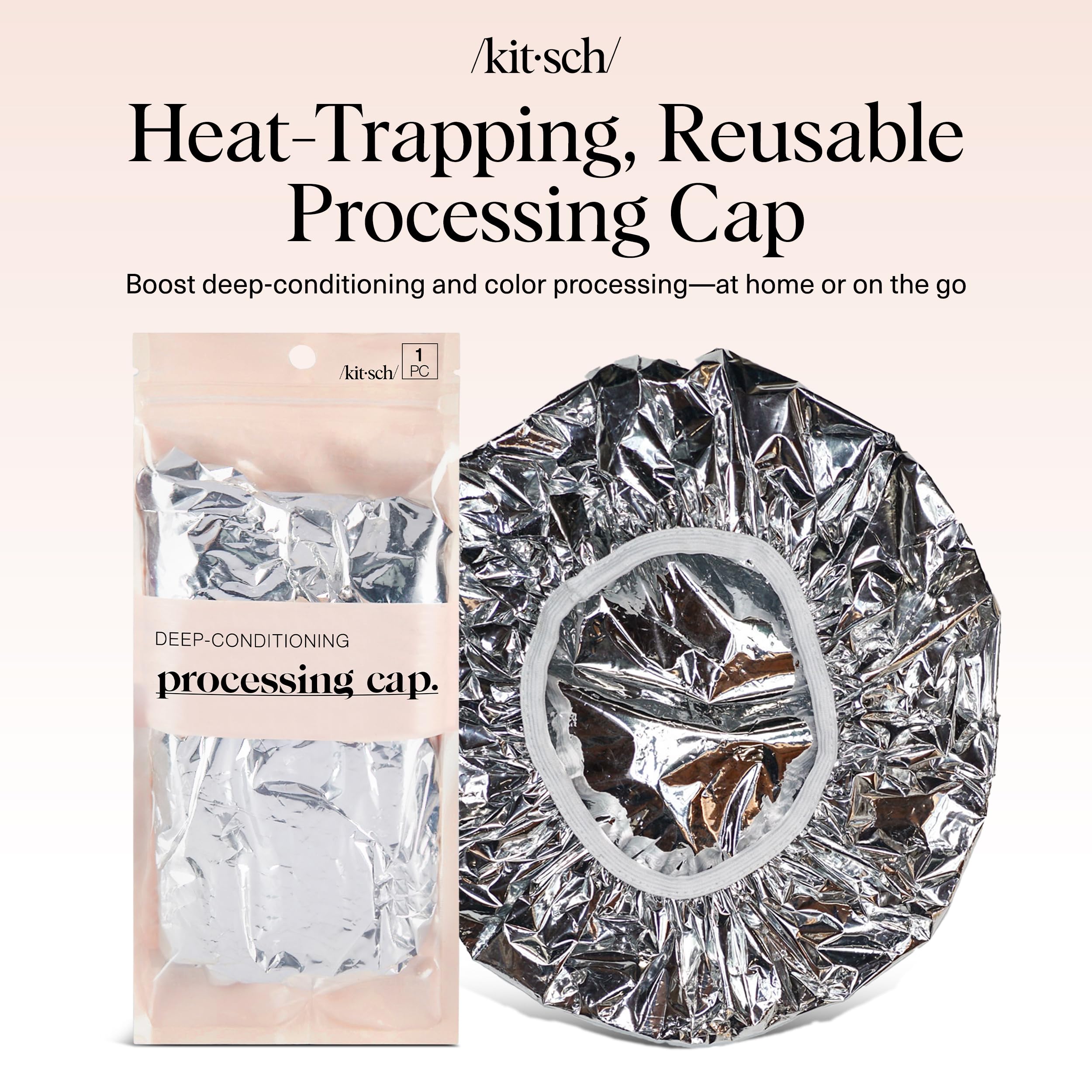 Buy now Kitsch Aluminum Foil Heat Cap for Deep Conditioning - Reusable Hair Streamer For Coloring, Perm & Treatment, Heat Cap with Elastic Band, Processing Caps for Hair, Shower Caps for Sauna, Shower & Spa at indiglob india