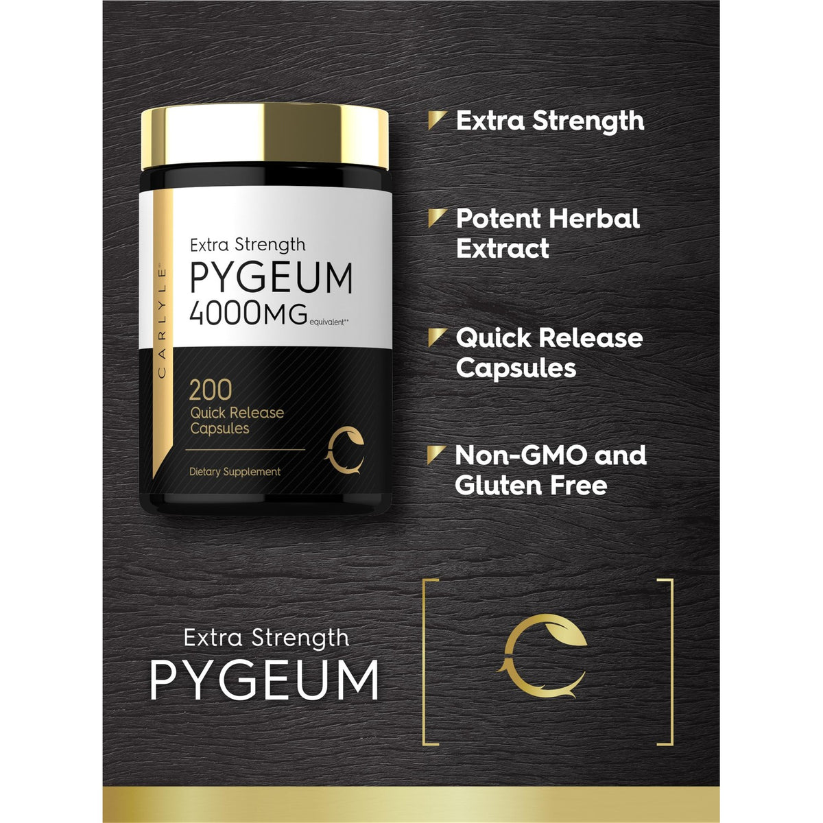 Carlyle Pygeum Africanum Bark | 200 Capsules | High Potency Extract