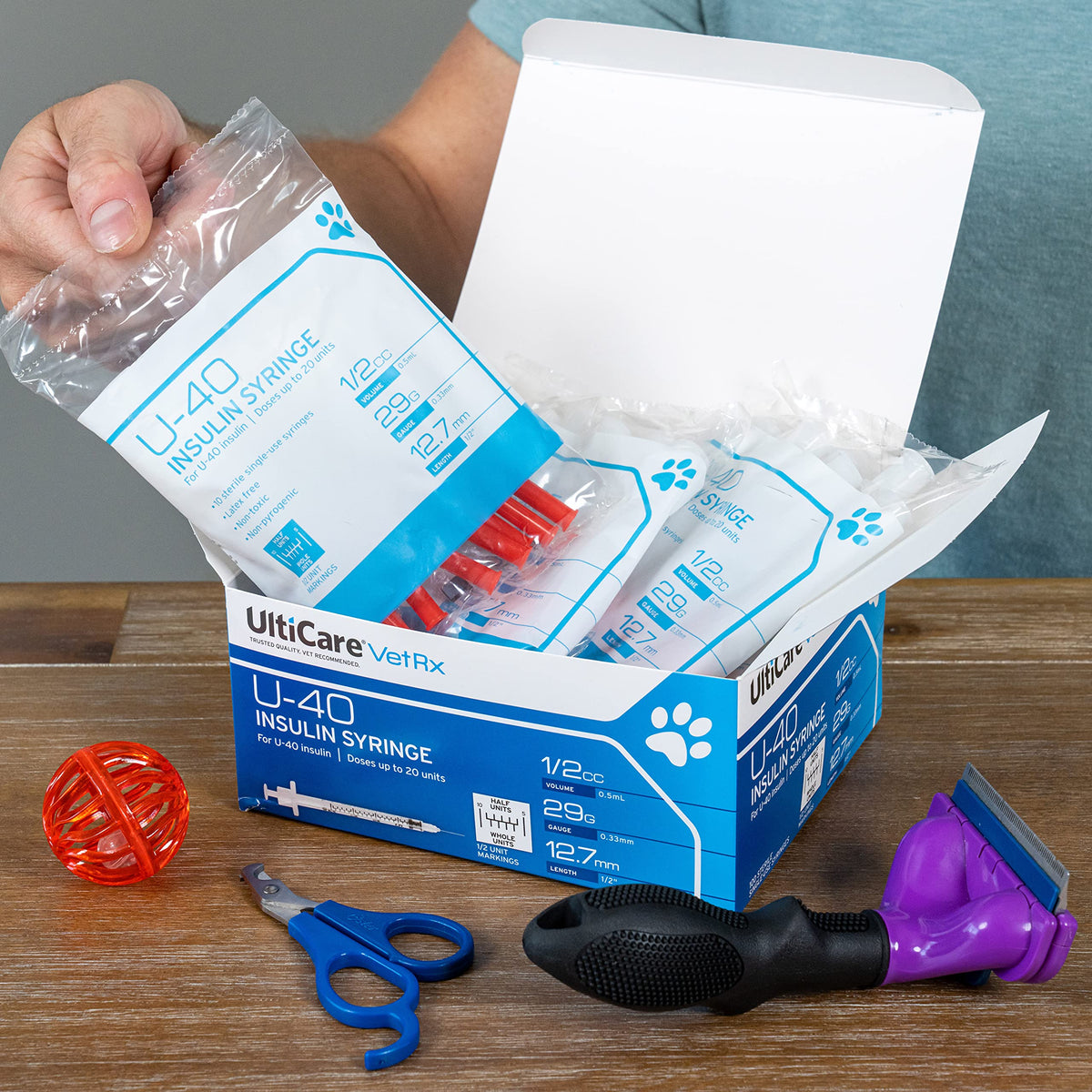 UltiCare VetRx U-40 Pet Insulin Syringes, 1/2cc, 29G x 1/2", 100 Ct