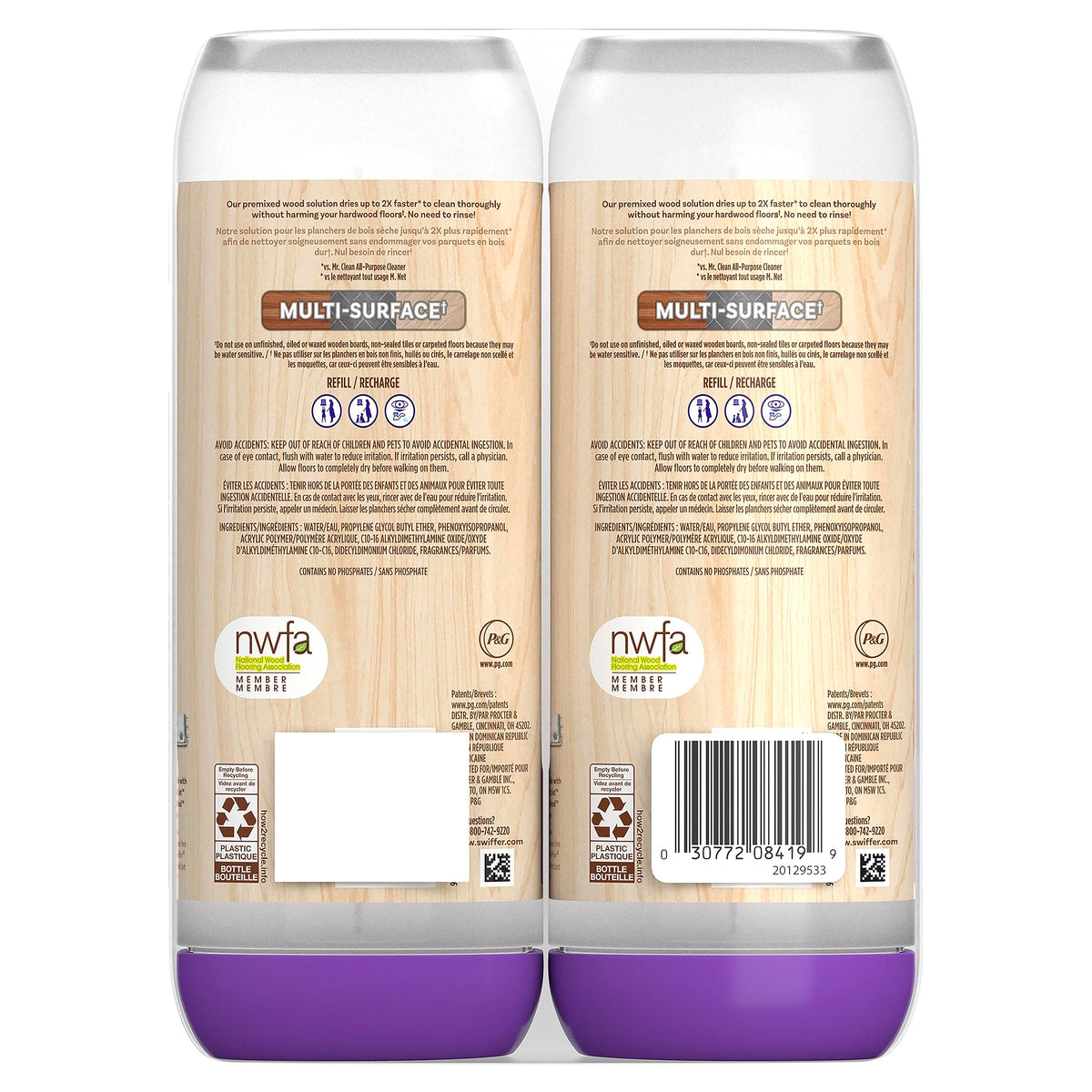 Swiffer Power Mop Wood Refill Solution, QuickDry Hardwood Floor Cleaner for Mopping Home, Bathroom, Kitchen, All Purpose Multi-Surface Solution for Floor Cleaning, Lemon Scent, 50.7 oz