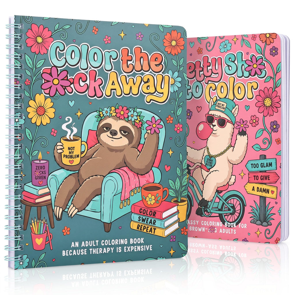 Beautiful Coloring Book Set of 2 for Adult Relaxation - Funny Designs