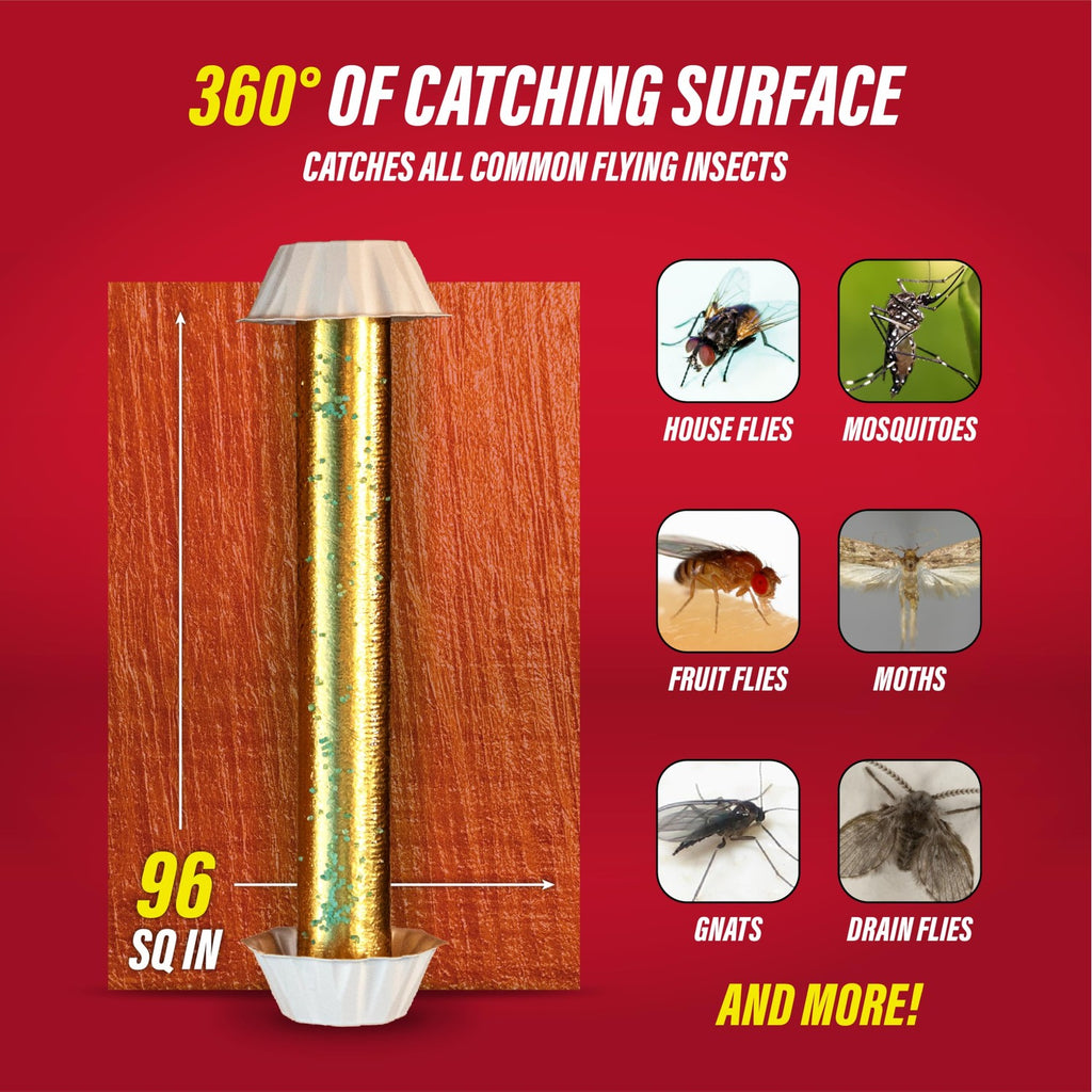 Catchmaster Gold Stick 4-Pack, Sticky Hanging Fly Traps Indoor & Outdoor