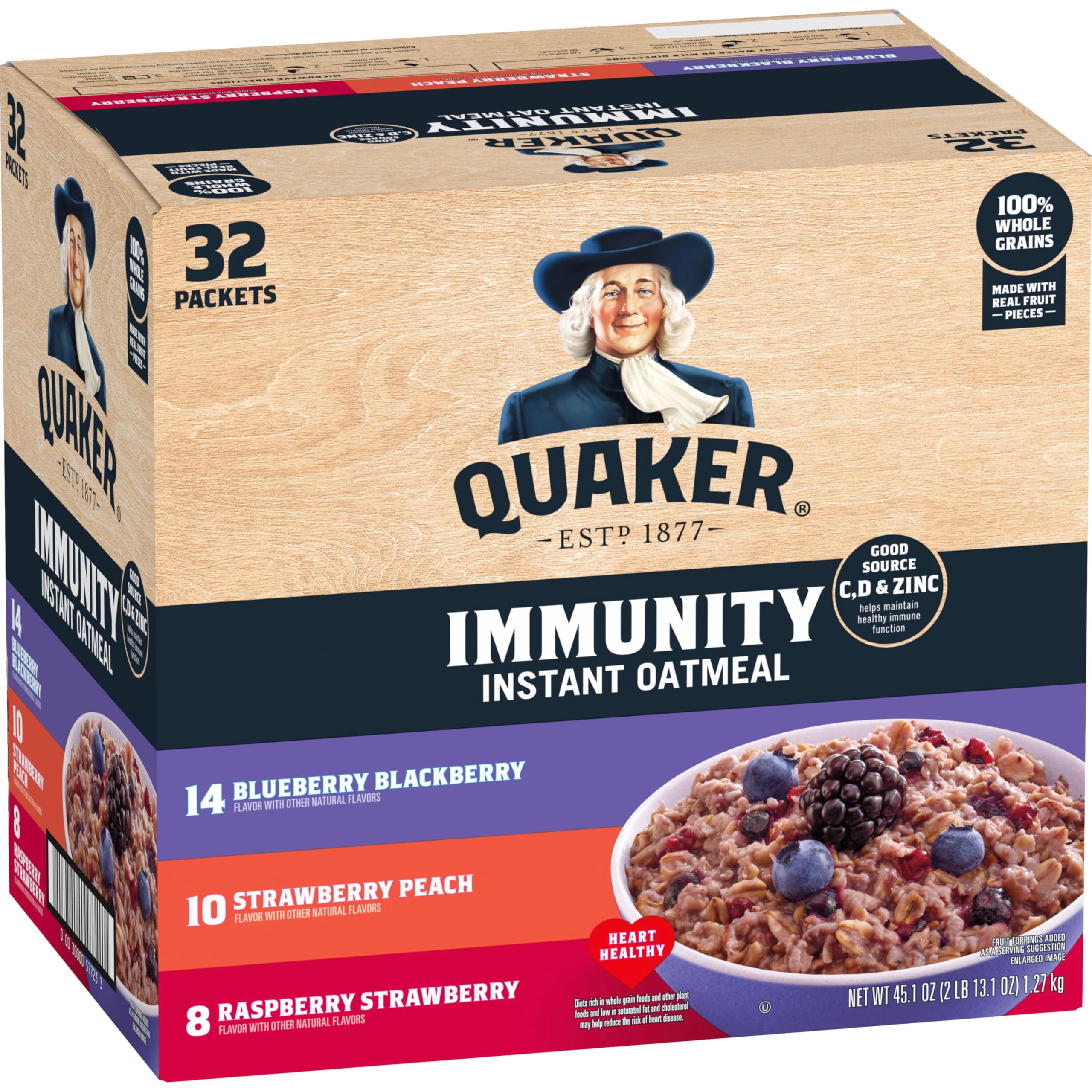Buy now Quaker Instant Oatmeal Fruit & Cream Variety Pack, Single Serve Packets, (44 Pack) Fruit Fusion 3 Flavor Variety Pack at indiglob india