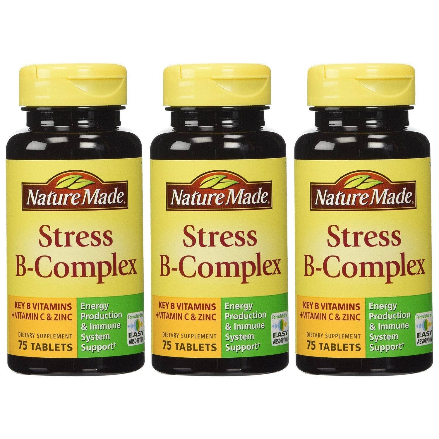 Nature Made Stress B Complex W Zinc Size 75ct (Pack of 3) 225 ct Total