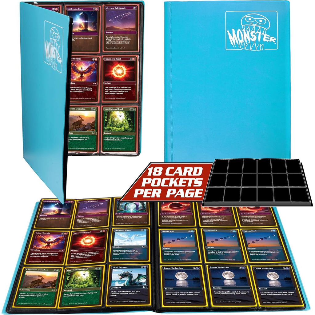 Buy now 9 Pocket Trading Card Binder- Holofoil Green Album w Side Loading Pockets, AntiTheft Anti-Drop- TCG Collector Storage Organizer for 360 CardsCompatible with Pokémon, Yu-Gi-Oh!, MTG Magic The Gathering Sky Blue Matte at indiglob india