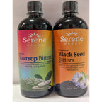 Serene Herbs Soursop Bitters Liquid & Black Seed Bundle – Organic Herbal Guanabana for Digestive Support – Vegan, Non-GMO – 32 oz (16 oz Each), (2 Pack)