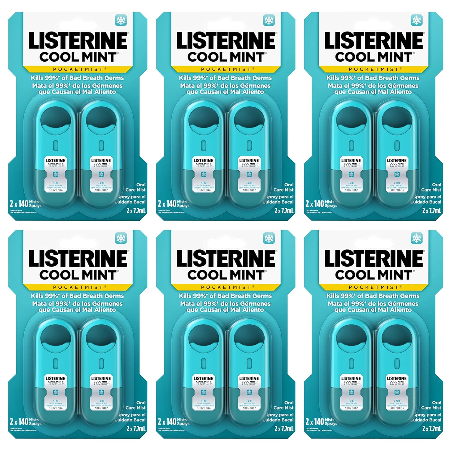 Buy now Listerine Cool Mint Pocketmist, Oral Care Mist for Fresh Breath, Non-Aerosol Sugar-Free Bad Breath Refresher Spray to Kill 99% of Bad Breath Germs, Portable, Cool Mint Flavor, 1 Pack of 2 Sprays 12 Count at indiglob india