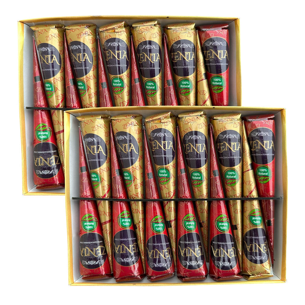 Zenia (Pack of 3) 100% Natural Henna Hair Color Paste Hair Dye Cones Dark Reddish-Brown Color 25g Each Cone
