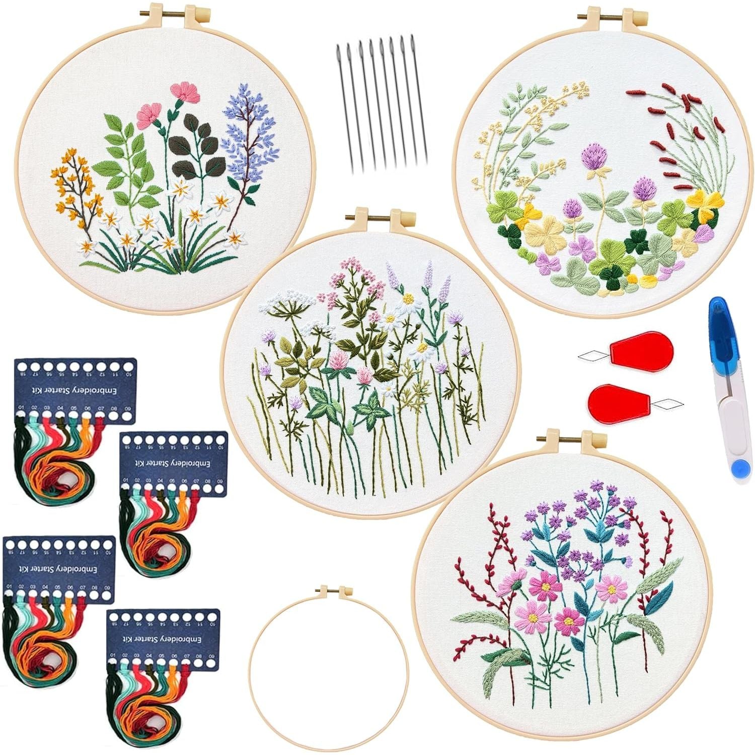 Buy now Maydear 3 Sets Embroidery kit for Beginners Adults,Embroidery Kit Punch Needle Kit Cross Stitch Kits with Embroidery Hoop and Instructions,Hand Embroidery Starter Kit white at indiglob india